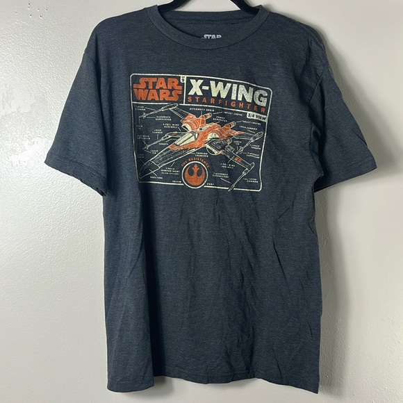 Star Wars X-Wing Starfighter Gray/Yellow Fifth Sun Graphic Tee Shirt Men’s L - Picture 1 of 6